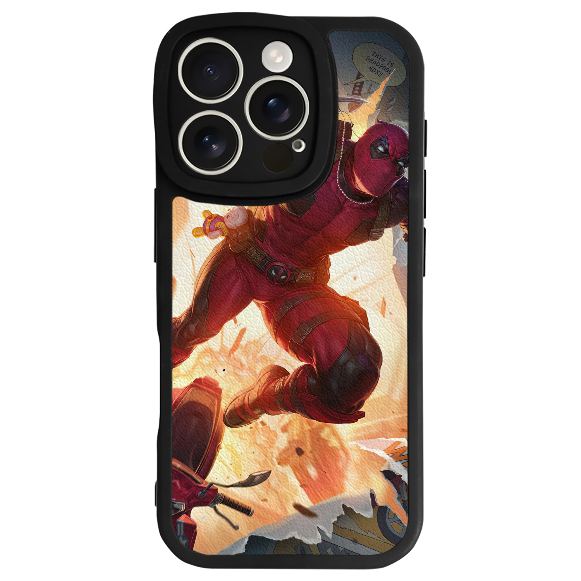 （画像用） Deadpool デッドプール 【iPhone 16シリーズ対応】シリコンスマホケース（レザー調） 材質：シリコン